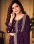 Purple Faux Georgette Palazzo Suit Back View