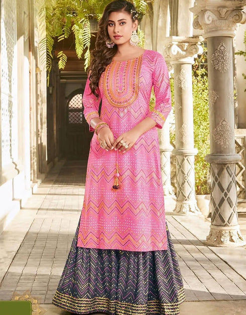 Pink Heavy Reyon Sharara Straight