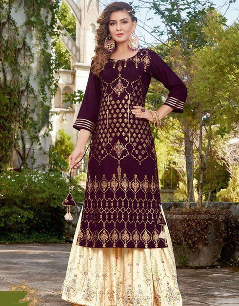 Majenta Heavy Reyon Sharara Straight