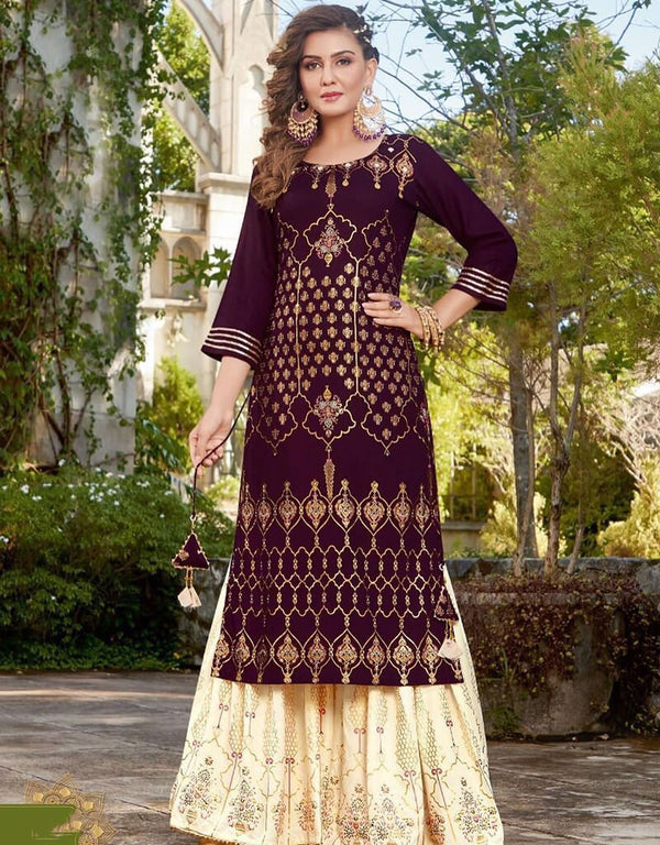 Majenta Heavy Reyon Sharara Straight