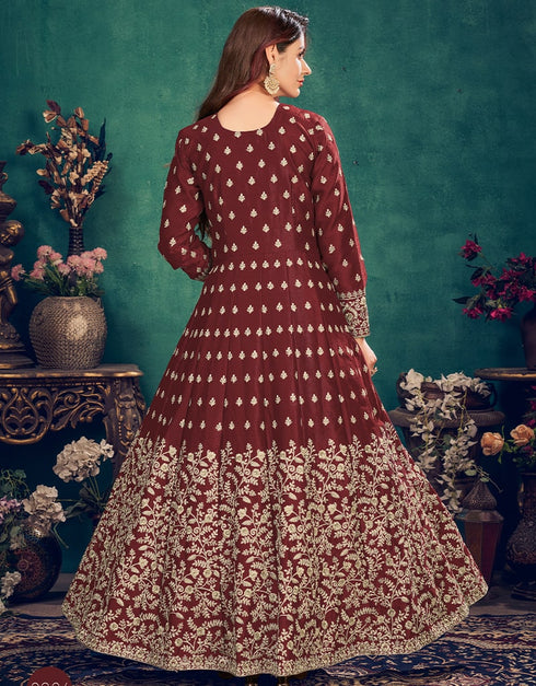 Brown Art Silk Pant Suit Back View