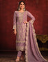Traditional Party Wear Viscose Organza Salwar Suit Lipstick Pink Viscose Organza Pant Straight Front View