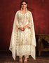 Traditional Party Wear Viscose Organza Salwar Suit White Rock Viscose Organza Pant Straight Close-up View
