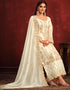 Traditional Party Wear Viscose Organza Salwar Suit White Rock Viscose Organza Pant Straight Back View