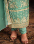 Traditional Party Wear Viscose Organza Salwar Suit Summer Green Viscose Organza Pant Straight Side View