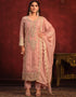 Traditional Party Wear Viscose Organza Salwar Suit Brownish Pink Viscose Organza Pant Straight Front View