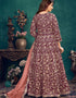 Maroon Anarkali style Suits 9000 Velvet Salwar Kameez in Embroidery, Stone and Lace Work Closure View Embroidery Back side View