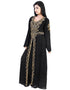 Trendy Black Georgette Hand Pearl Work Moroccan kaftan