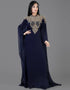 Modest Blue Georgette Hand Zari Embroidery Farasha