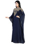 Modest Blue Georgette Hand Zari Embroidery Farasha