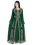 Modern Bottle Green Georgette Hand Pearl Work Moroccan kaftan
