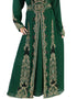 Modern Bottle Green Georgette Hand Pearl Work Moroccan kaftan