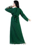 Modern Bottle Green Georgette Hand Pearl Work Moroccan kaftan