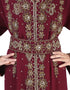 Women Maroon Georgette Hand pearl Embroidery Kaftan