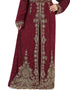 Women Maroon Georgette Hand pearl Embroidery Kaftan