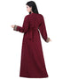 Women Maroon Georgette Hand pearl Embroidery Kaftan