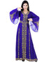 Muslim Blue Georgette Pearl Embroidery Kaftan