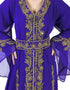 Muslim Blue Georgette Pearl Embroidery Kaftan