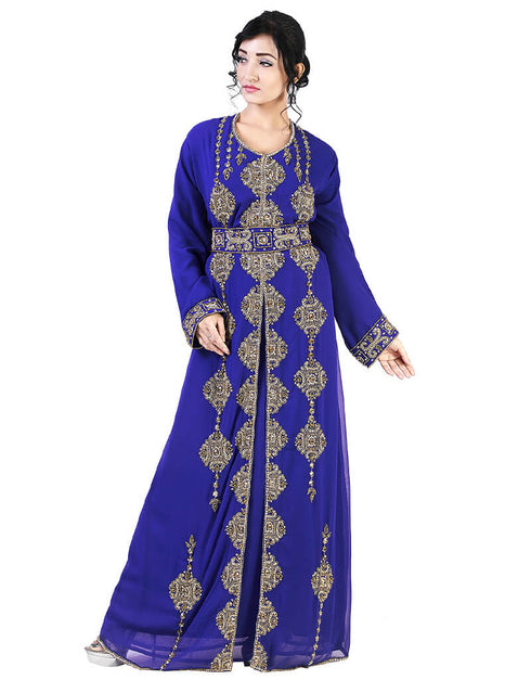Designer Blue Georgette Stone Embroidery Kaftan