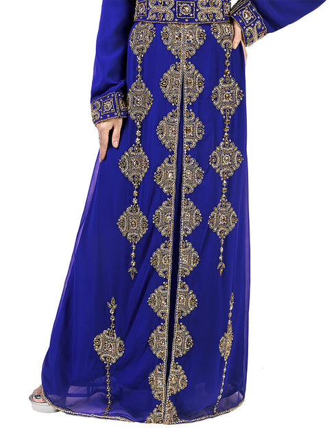 Designer Blue Georgette Stone Embroidery Kaftan