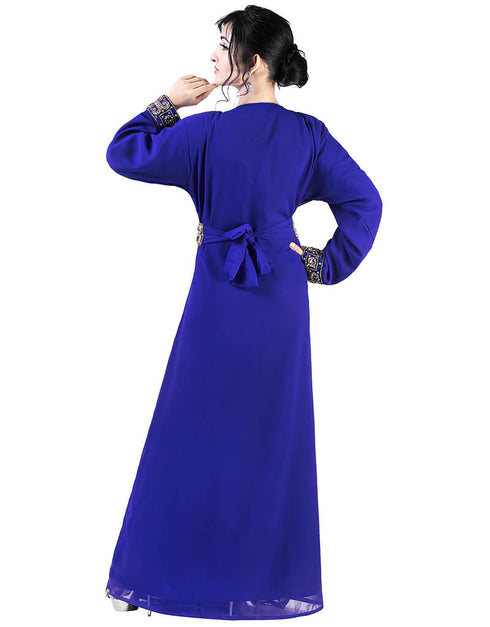 Designer Blue Georgette Stone Embroidery Kaftan