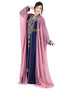 Dubai Navy Blue and Pink Georgette Hand Zari Embroidery Bridal Kaftan