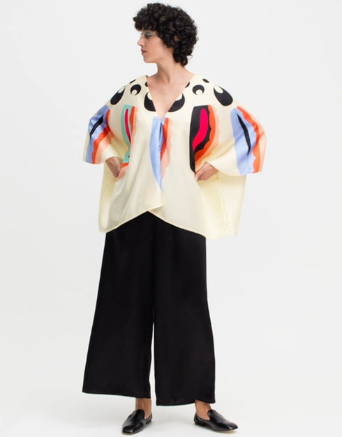 Cream Soft Satin Silk Kaftan