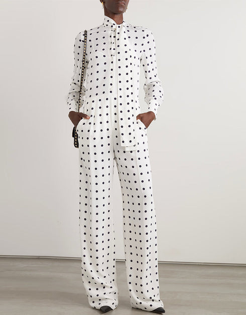 Trendy Designer Party Wear Jumpsuit With Neck Belt White Korean Bsy Dress Front View