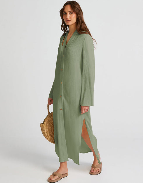 Mint Heavy Designer Heavy Fency Maxi Dress Closure View