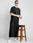 Black Thobes Cotton Blend Plain Solid Work