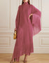 Salmon High Neck Style Fringed Kaftans Closure View