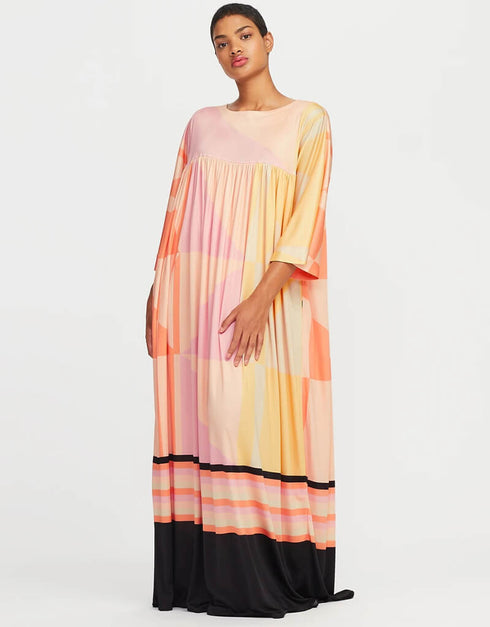 Peach Poly Rayon Cotton Kaftan Closure View
