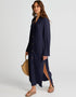 Navy Blue Heavy Designer Heavy Fency Maxi Dress Closure View