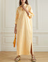 Designer Party Wear Maxi Dress Yellow Rayon Blend Maxi Dress Front View