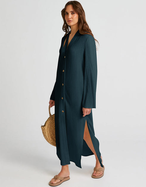 Rama Heavy Designer Heavy Fency Maxi Dress Closure View