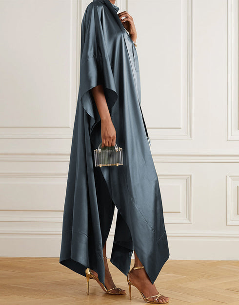 Davy Grey Heavy Designer Heavy Fency Maxi Dress Back View