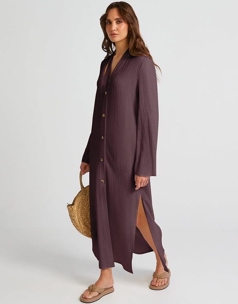 Salmon Heavy Designer Heavy Fency Maxi Dress Closure View