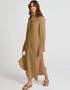 Beige Heavy Designer Heavy Fency Maxi Dress Closure View
