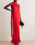 red viscose silk trendy designer party wear maxi dress digital printed work details for dress jsdc-7030-red Front View