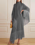 Grey High Neck Style Fringed Kaftans Closure View