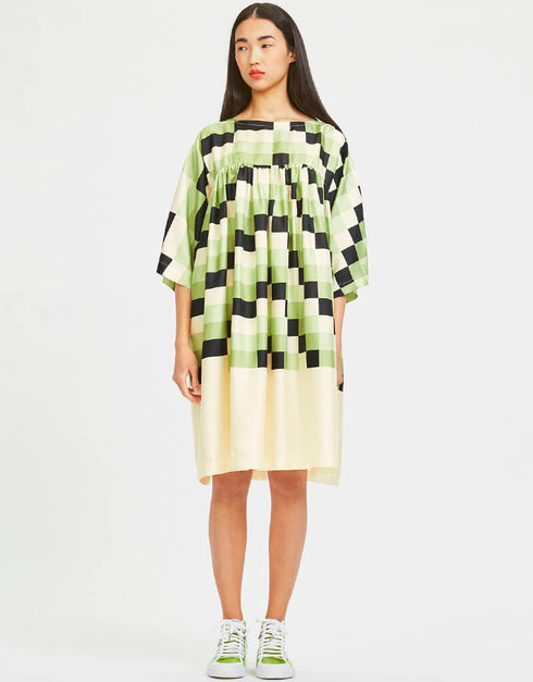 Green Poly Rayon Cotton Kaftan