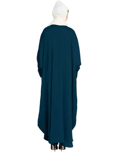 Islamic Butterfly Kaftan with Self-Button Cuffs and Front Opening In the Color Teal