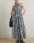 Tuna Blue Heavy Designer Digital Printed Maxi Dress