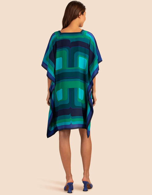 Prussian Blue Latest Printed Maxi Dress Closure View