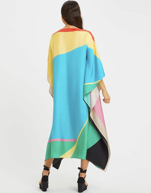 Sky Blue Latest Soft Silk Crepe Kaftan Closure View