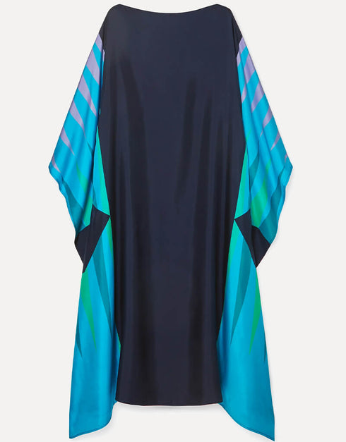 Blue Latest Soft Silk Crepe Kaftan Closure View