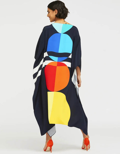 Black Latest Soft Silk Crepe Kaftan Closure View