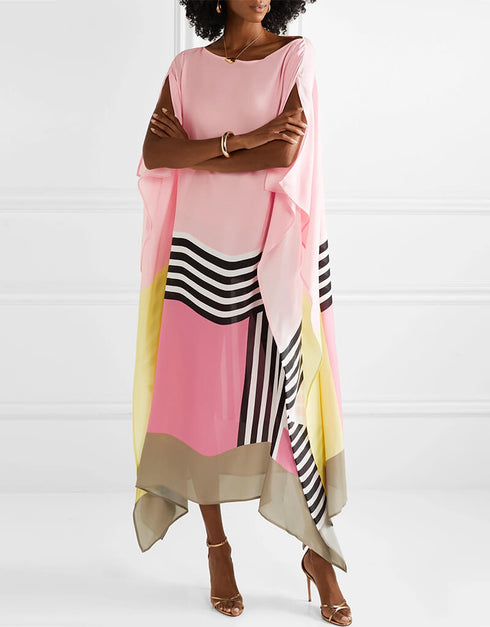 Baby Pink Soft Satin Silk Kaftan Back View