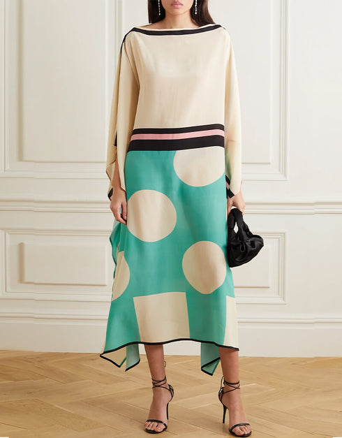 Cream Soft Satin Silk Kaftan Back View