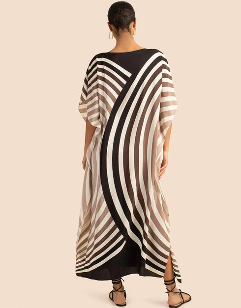 Multi Fancy Soft Satin Silk Kaftan Closure View